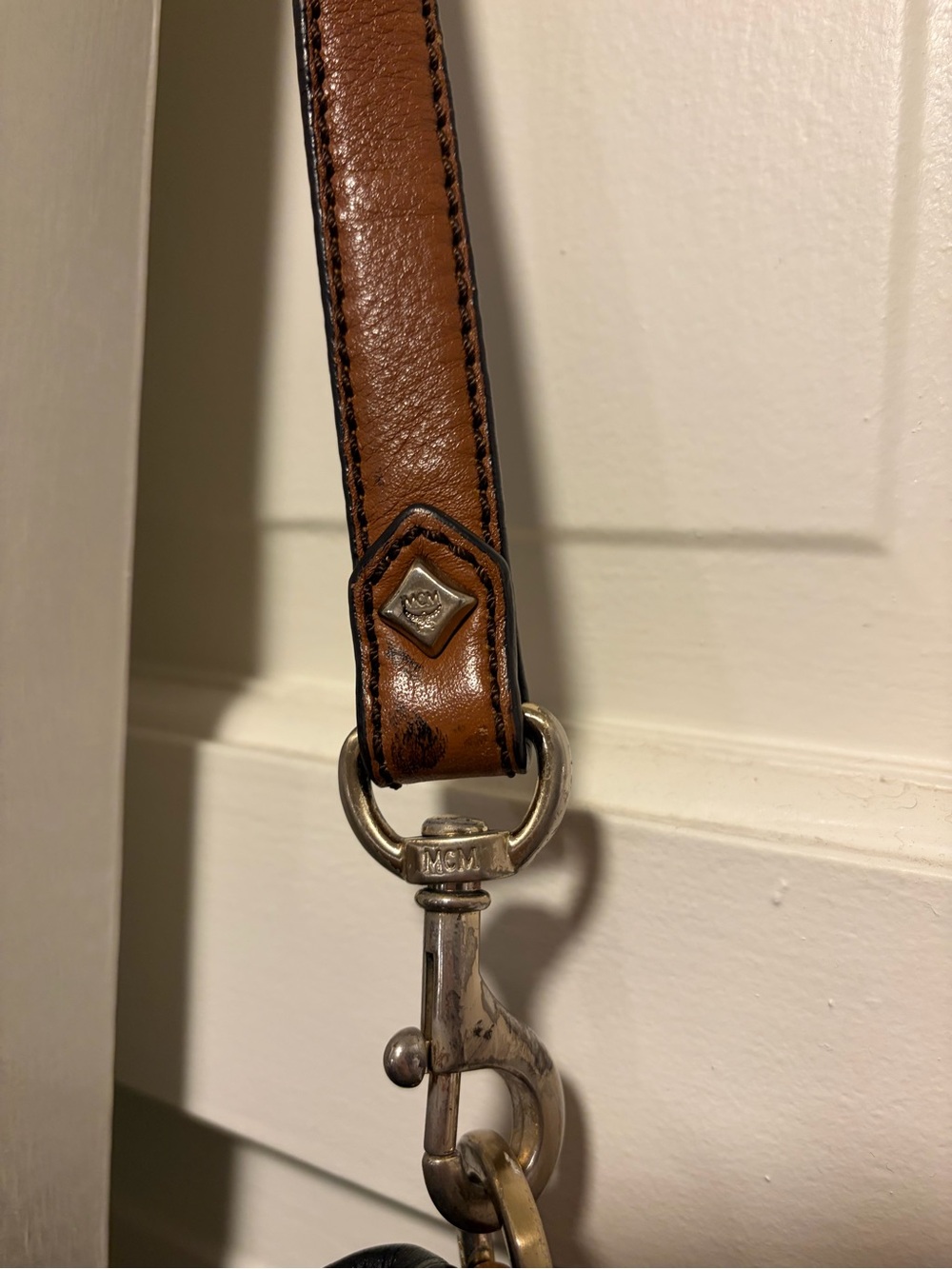 MCM Black Leather Tote with Brown Handles and Strap - Picture 5 of 17